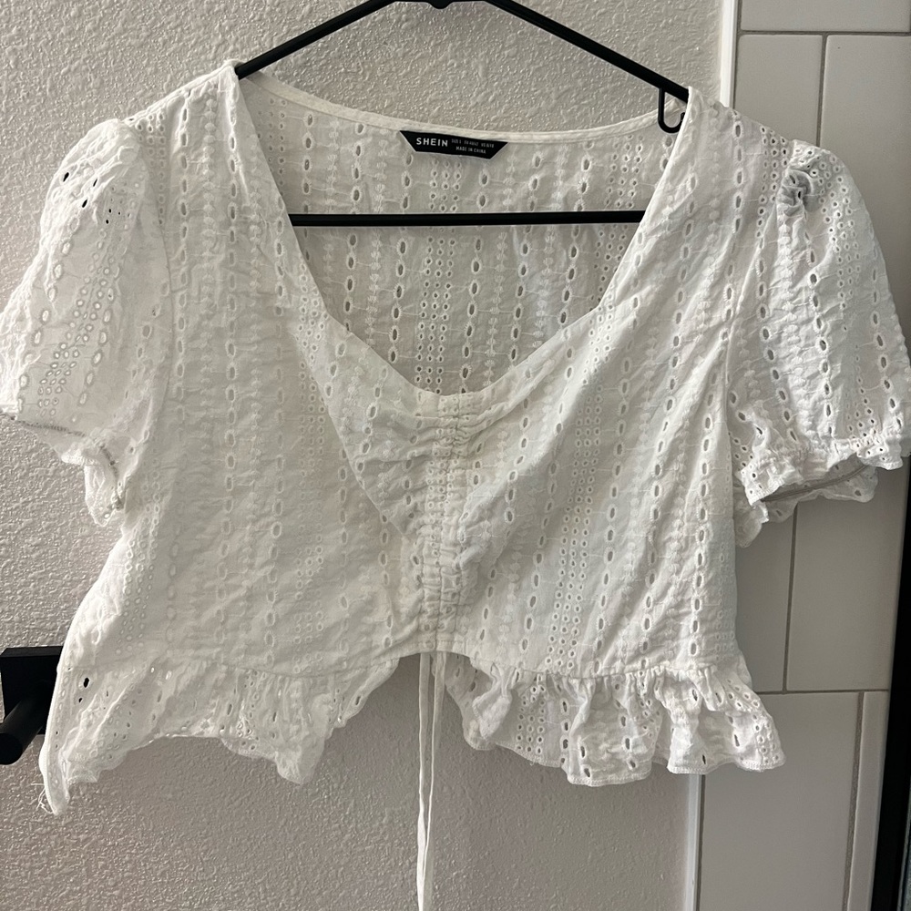 White Eyelet Crop Top